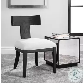 Idris White And Charcoal Performance Fabric Dining Chair