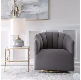 Cuthbert Charcoal Gray Swivel Chair