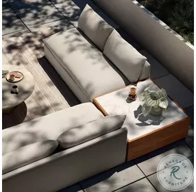 Grant Faye Sand Performance Fabric Outdoor 2 Piece Sectional with Coffee Table