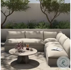 Grant Faye Sand Performance Fabric Outdoor 3 Piece Sectional