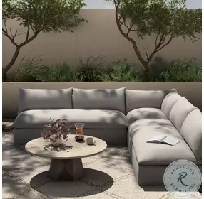 Grant Faye Ash Performance Fabric Outdoor 3 Piece Sectional