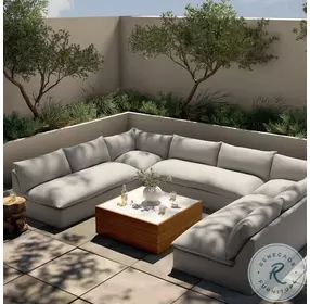 Grant Faye Ash Performance Fabric Outdoor 5 Piece Sectional