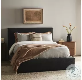 Quincy Lisbon Charcoal Performance Fabric King Upholstered Bed
