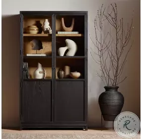 Millie Drifted Matte Black Cabinet