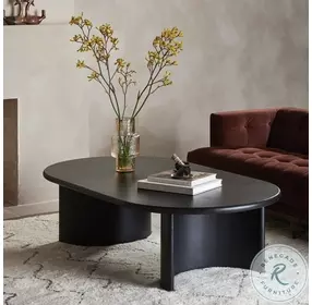 Paden Aged Black Acacia Oval Coffee Table