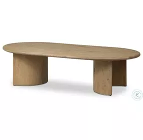 Paden Worn Oak Veneer Oval Coffee Table