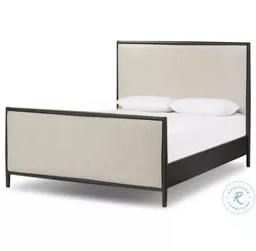 Glenview Cracked Smoked Black Veneer Queen Upholstered Bed