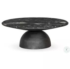 Corbett Polished Black Marble Large Round Occassional Table Set