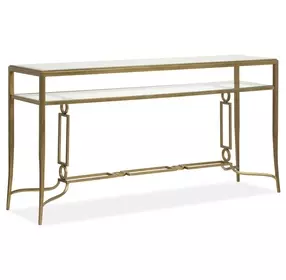 Serenelle Burnished Brass Rectangular Glass Top Sofa Table