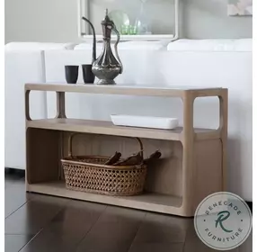 Simpatico White Oak and Carrara Marble Top Sofa Table