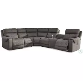 Hoopster Gunmetal 6 Piece Power Reclining Sectional