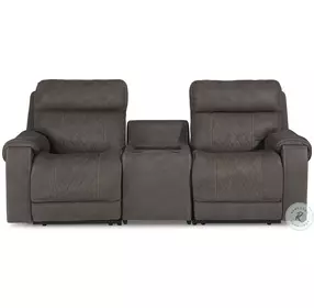 Hoopster Gunmetal 3 Piece Power Reclining Console Modular Loveseat