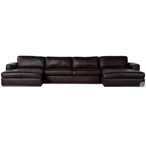 Colt Heirloom Cigar Leather 3 Piece U Sectional