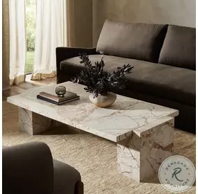 Romano Desert Taupe Marble Rectangular Coffee Table