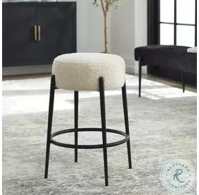 Arles White Faux shearling Counter Height Stool