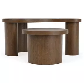 Santa Cruz Whiskey Oak Free Form Bunching Occasional Table Set