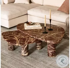 Zion Merlot Marble Coffee Table Set