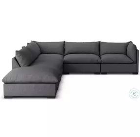 Westwood Bennett Charcoal 5 Piece Performance Fabric RAF Sectional with Ottoman