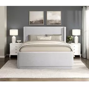 Carmel Light Gray California King Upholstered Platform Bed