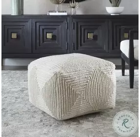 Avery Soft Ivory Pouf