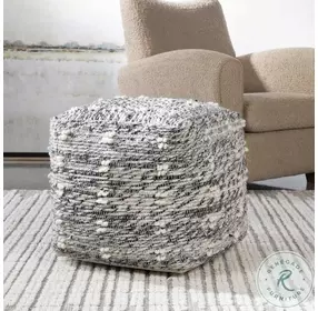 Korinna Neutral Charcoal And Black Pouf