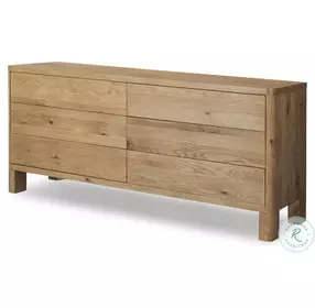 Noeline Resawn Worn Oak Veneer 6 Drawer Dresser