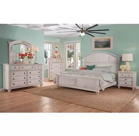 Sedona Cobblestone White 7 Drawer Dresser and Arched Mirror