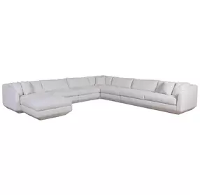 Veronica Beige 6 Piece Modular Sectional with Pillows and Ottoman