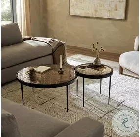 Yoko Smoked Brown Cast Glass Round Nesting Tables