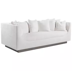 Claudette Cream Bench Seat 95" Sofa with Throw Pillows