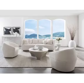 Claudette Cream Bench Seat 95" Sofa with Throw and Ball Pillow