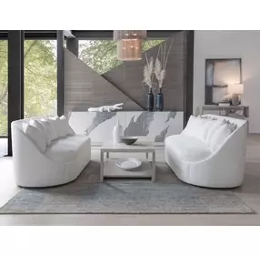 Genevieve Ivory Bench Seat 87" Sofa with Ivory Pillows