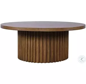 Auden Chestnut Fluted Pedestal Round Occasional Table Set