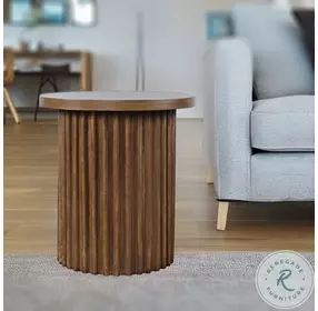 Auden Chestnut Fluted Pedestal Round End Table