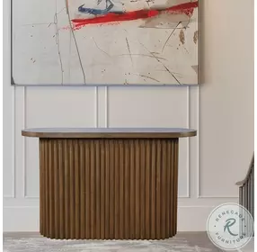 Auden Chestnut Fluted Pedestal Oval Sofa Table