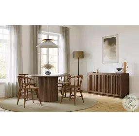 Fitz Chestnut Curved Back Spindle Dining Chair Set Of 2