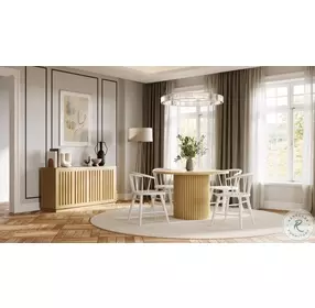 Auden Natural Fluted Pedestal 48" Round Dining Table