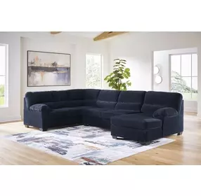 SimpleJoy Navy 3 Piece Modular Sectional with RAF Chaise
