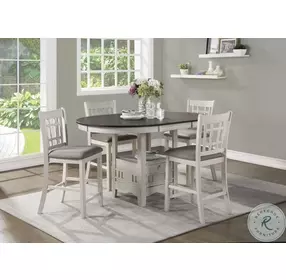 Junipero Antique White And Rosy Brown Extendable Counter Height Dining Table