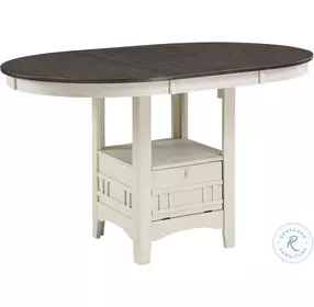 Junipero Antique White And Rosy Brown Extendable Counter Height Dining Room Set