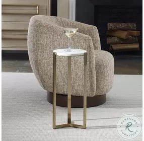 Olivia Carrara Marble And Antique Brass Drink Table
