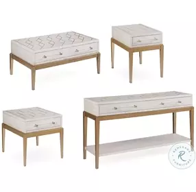 Perrine Soft White And Satin Brass Chairside Table