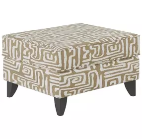 Durango Pewter White and Brown Performance Fabric Upholstered Rectangular Accent Ottoman