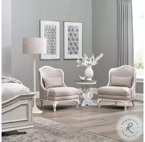 Magnolia Manor Antique White And Weathered Bark Upholstered Accent Chair