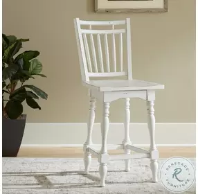 Magnolia Manor Antique White And Weathered Bark Spindle Back Swivel Counter Height Chair Set of 2