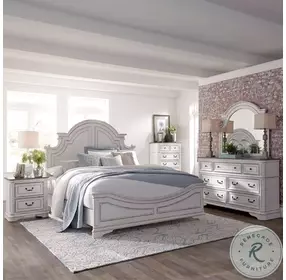 Magnolia Manor Antique White And Weathered Bark California King Panel Bed