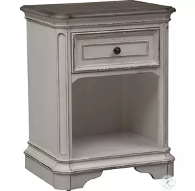 Magnolia Manor Antique White And Weathered Bark 1 Drawer Nightstand