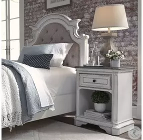 Magnolia Manor Antique White And Weathered Bark 1 Drawer Nightstand