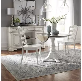 Southern Manor Antique White and Weathered Bark 3 Piece Extendable Drop Leaf Dining Set