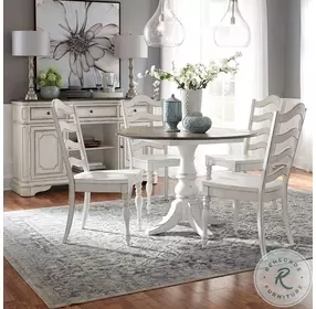 Magnolia Manor Antique White And Weathered Bark Extendable Drop Leaf Dining Table